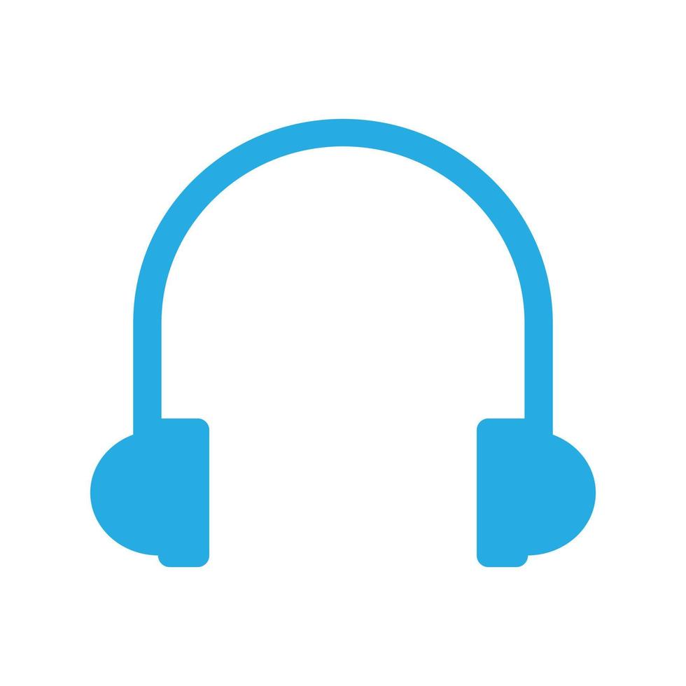 eps10 icono de auriculares o auriculares vectoriales azules en un estilo moderno simple y plano aislado en fondo blanco vector