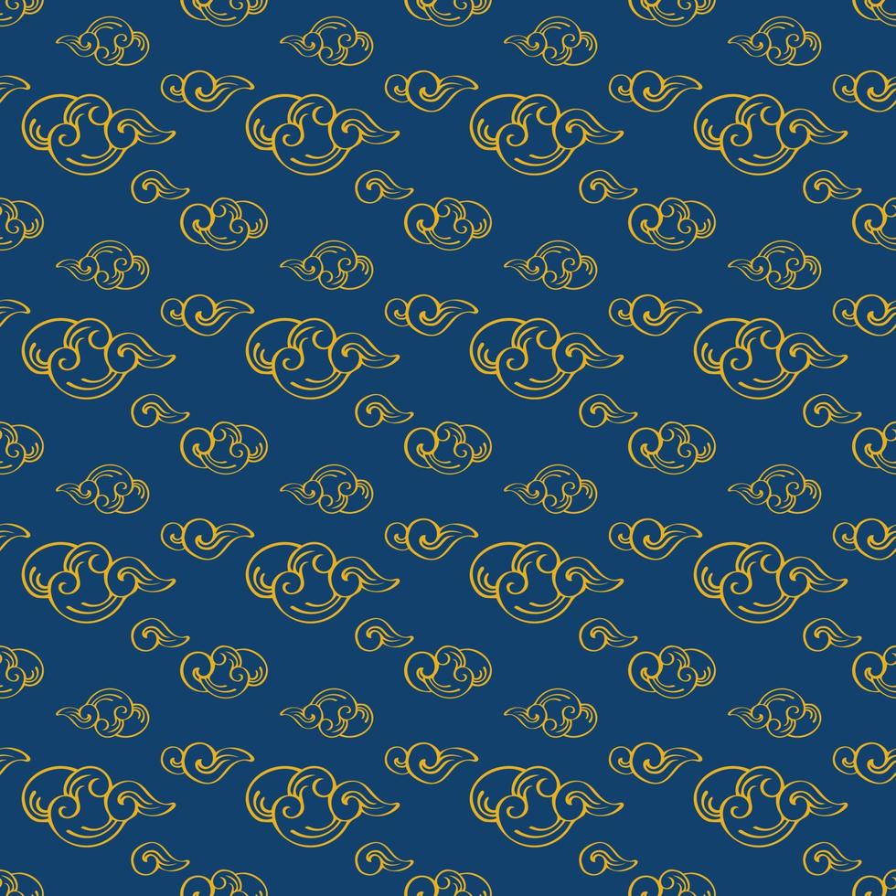 Line art seamless cloud pattern on colored background. vector