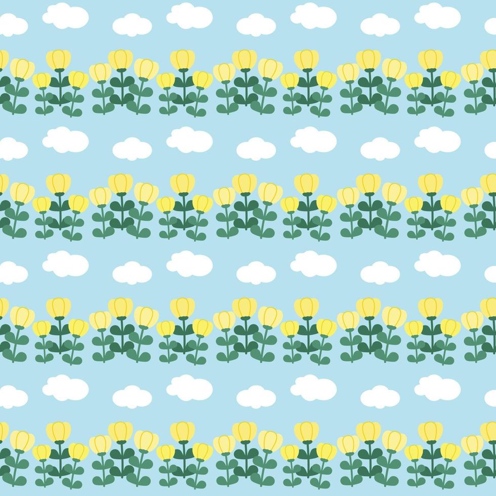 Seamless floral pattern on sky background. vector