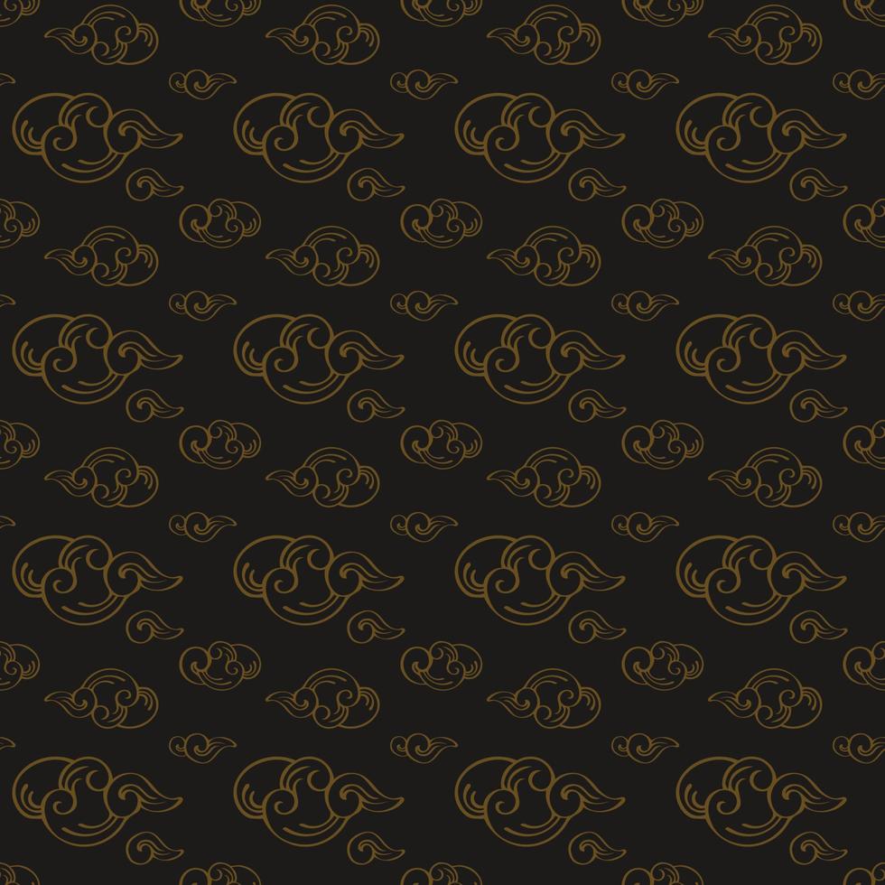 Line art seamless cloud pattern on colored background. vector