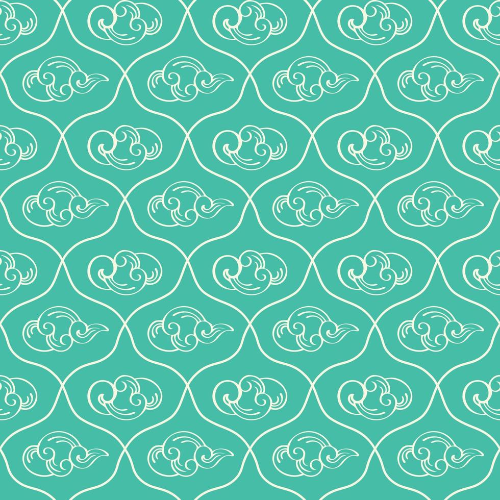 Line art seamless cloud pattern on colored background. vector