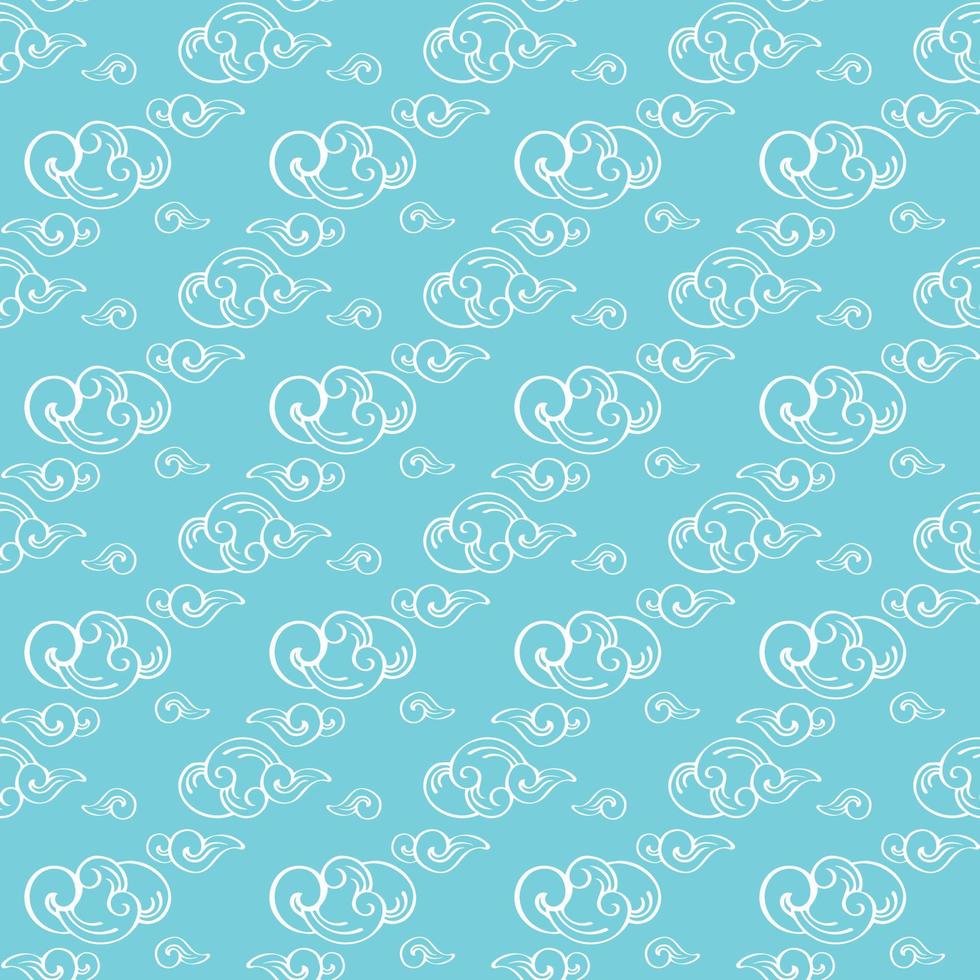 Line art seamless cloud pattern on colored background. vector