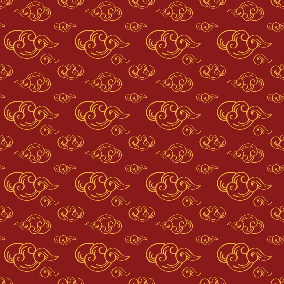 Line art seamless cloud pattern on colored background. vector