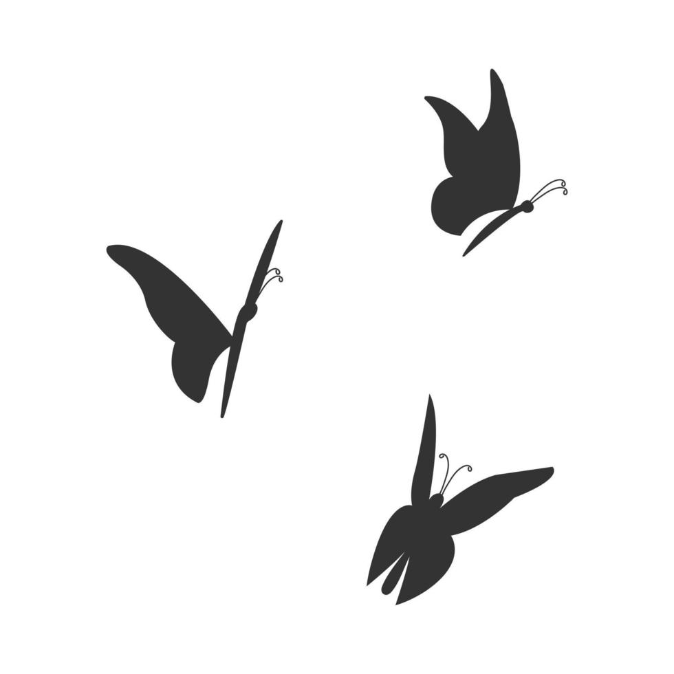 silueta de mariposas. ilustración vectorial colección de sombras insectos alados voladores para el diseño. vector