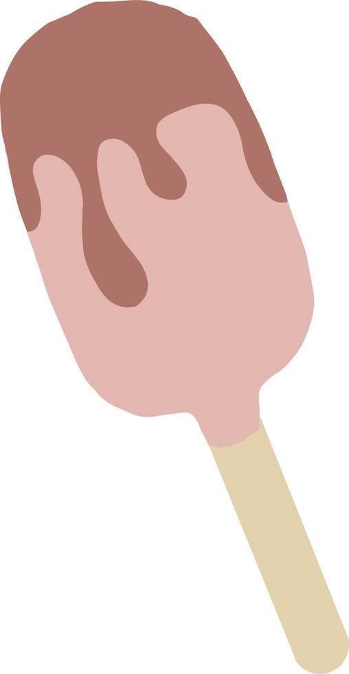 Ice cream on a stick with chocolate. Delicious dessert. Cooling food. vector