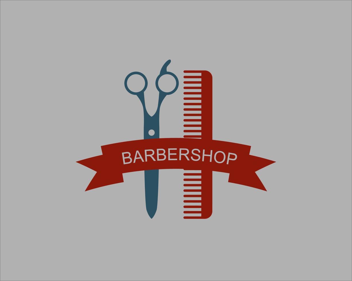 logotipo de peine y tijeras de barbería vector