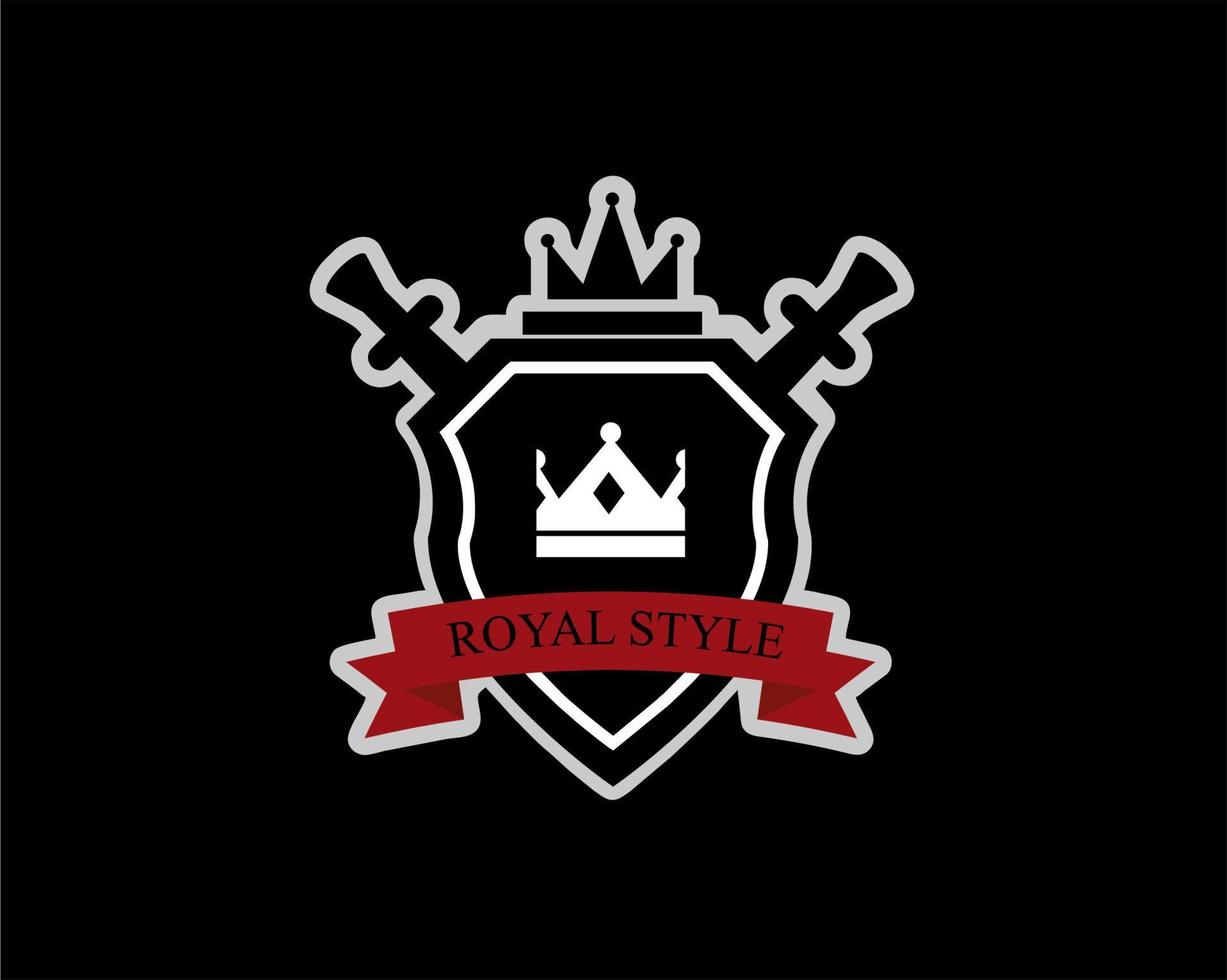 shield logo design with small crown vector