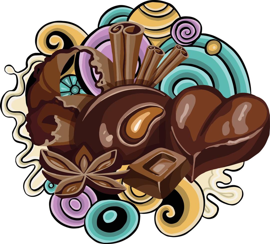 Chocolate candy seamless repeating pattern. Design for textiles, napkins, tapestries, tablecloths, wrapping paper. vector