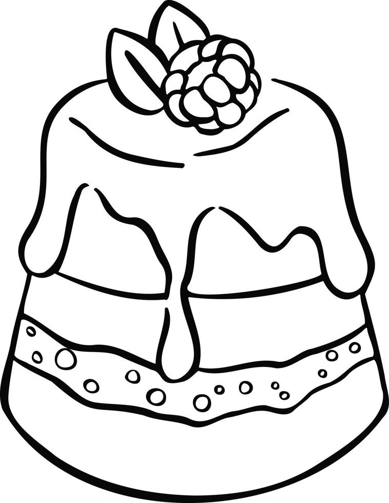 Delicate blackberry soufflé, dessert, hand-drawn illustration vector