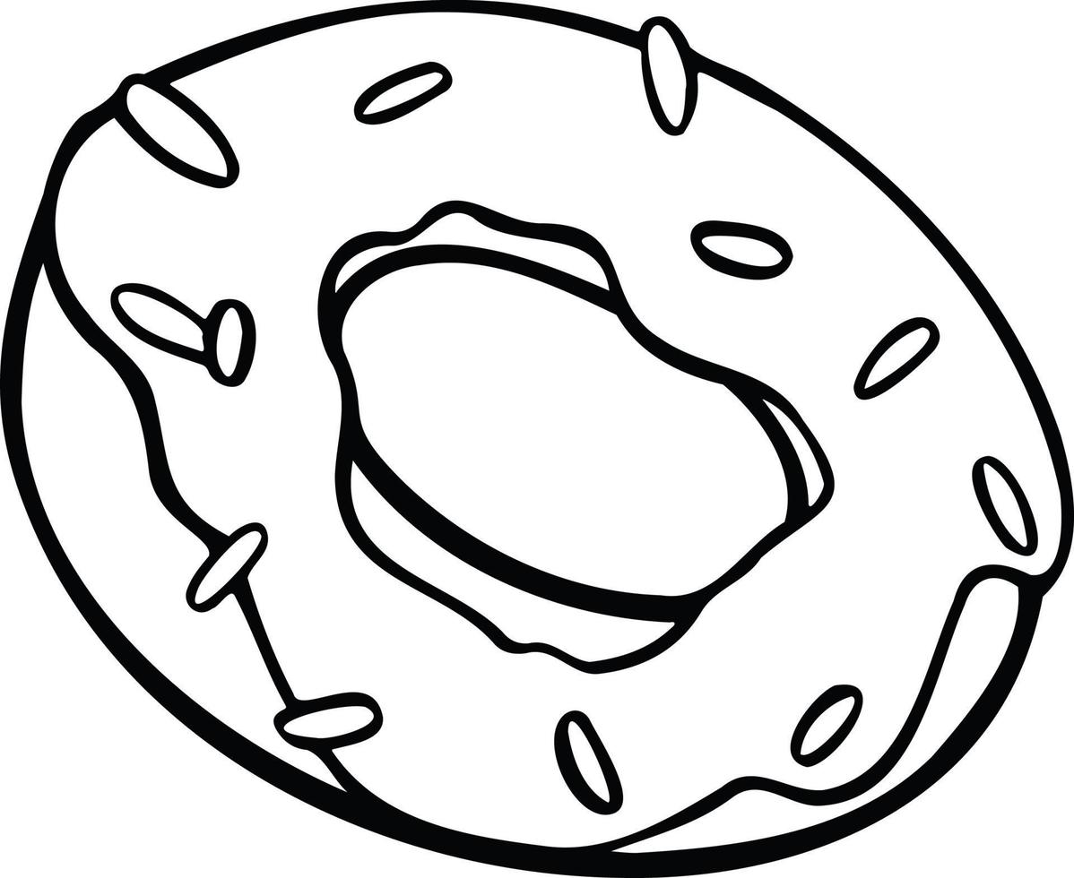donut with cream, cake dessert, hand drawn illustration vector