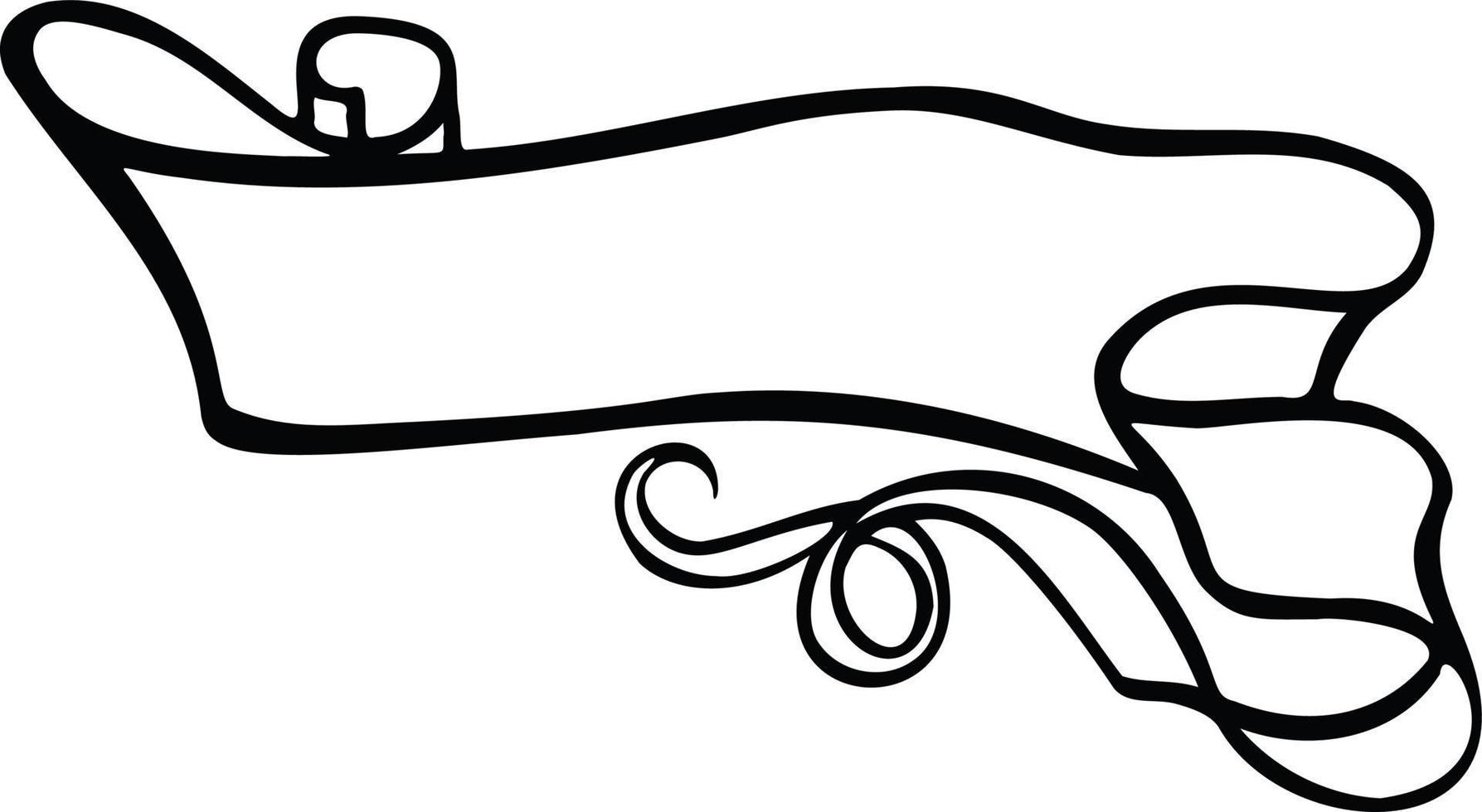 black and white linear sign, pennant flag designation, hand drawn illustration vector