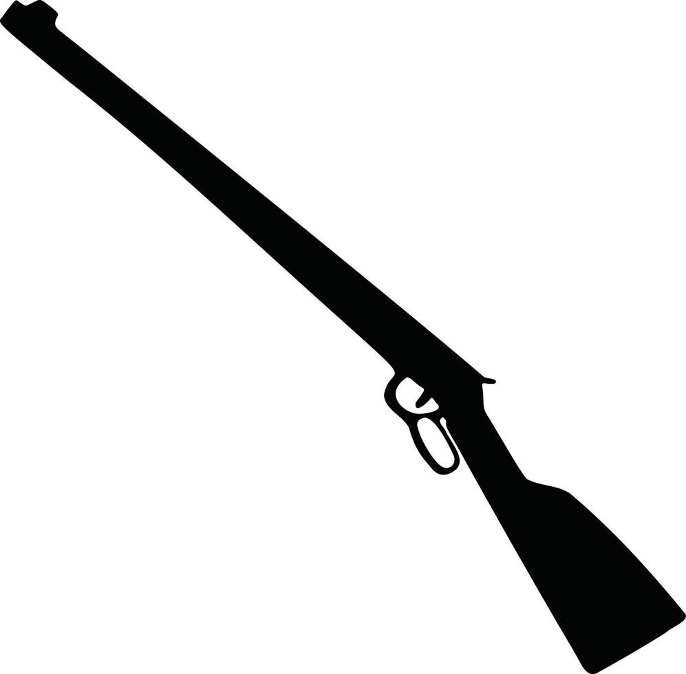 signo lineal en blanco y negro, arma de escopeta de silueta de designación, vector de ilustración dibujado a mano