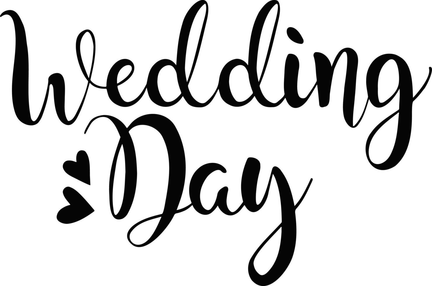 wedding day vector text on white background. Calligraphy lettering illustration. For presentation on card