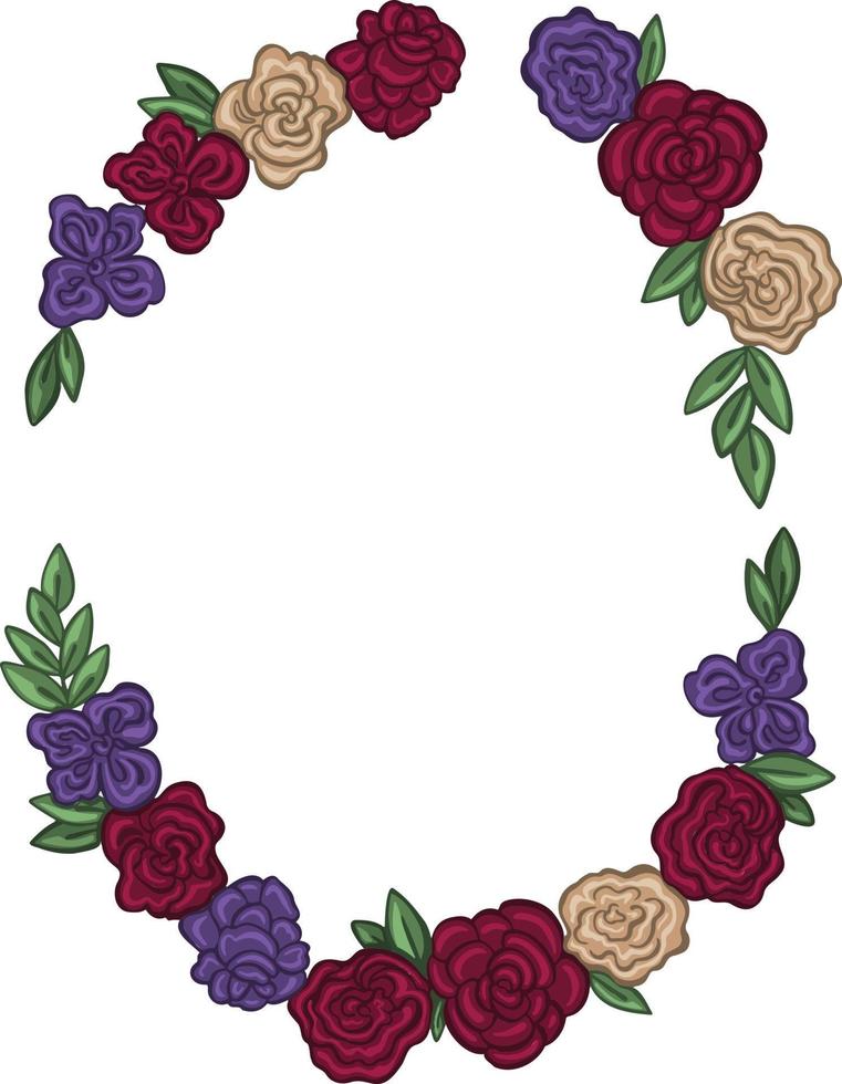 Hand drawn peony flowers wreath. Ideal for wedding logos monograms. vector