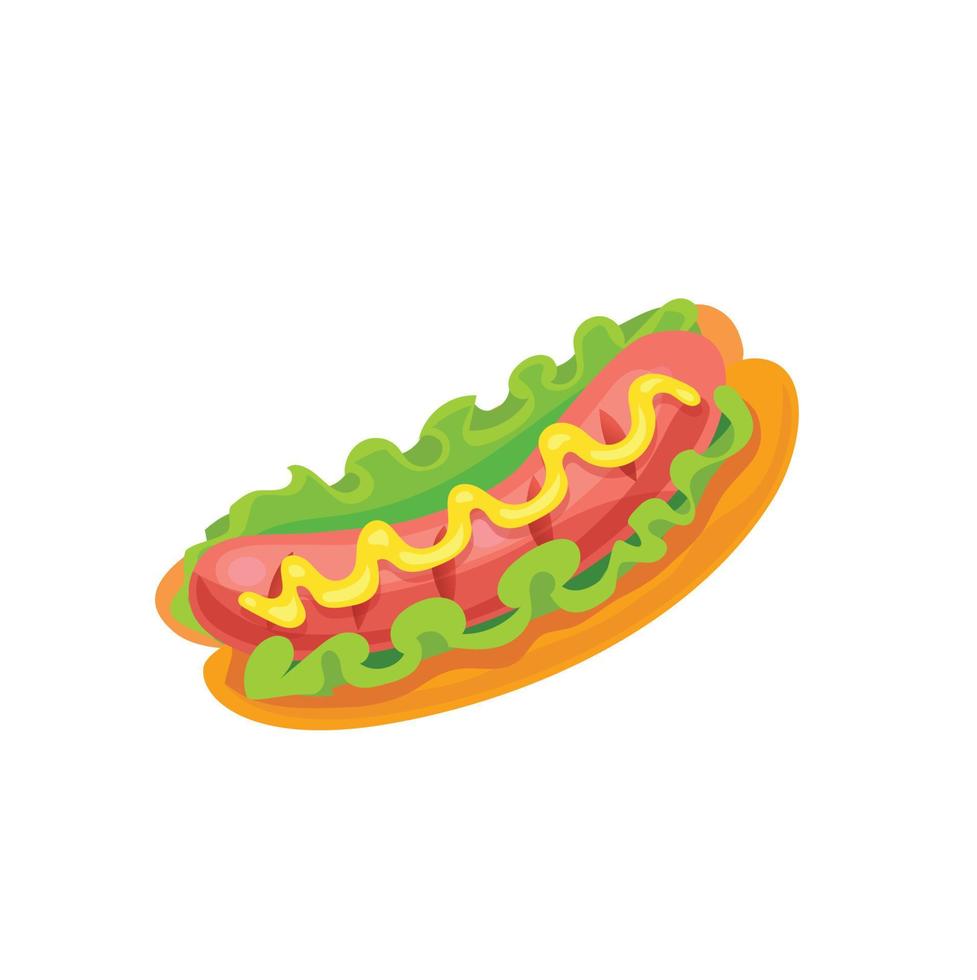 Hotdog. Vector isolated flat illustration fast food for poster, menus, brochure, web and icon fastfood.
