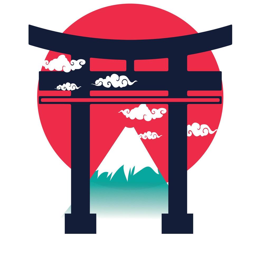 Japan landmark icons. Vector illustrations