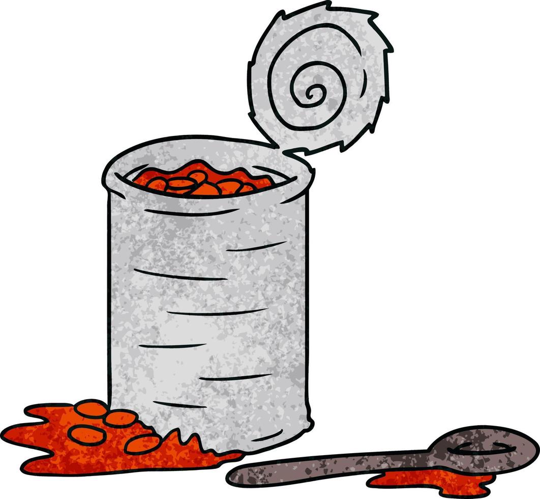 textured cartoon doodle of an opened can of beans vector