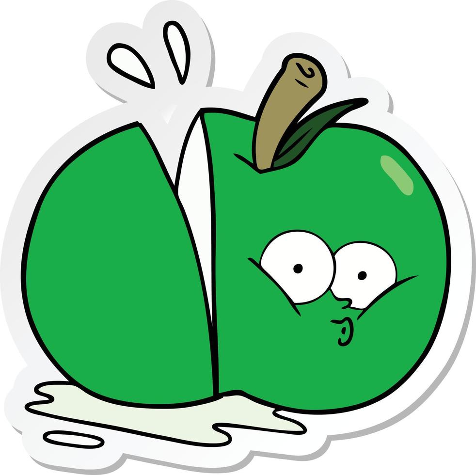 sticker of a cartoon sliced apple vector