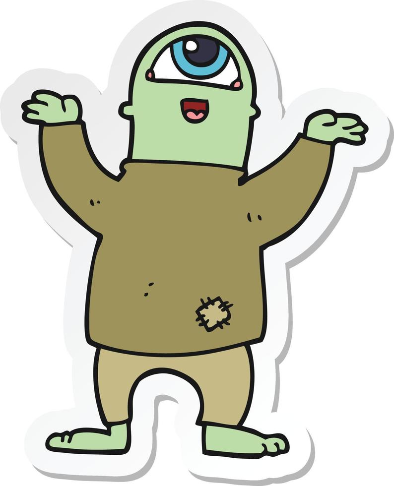 sticker of a cartoon halloween monster vector