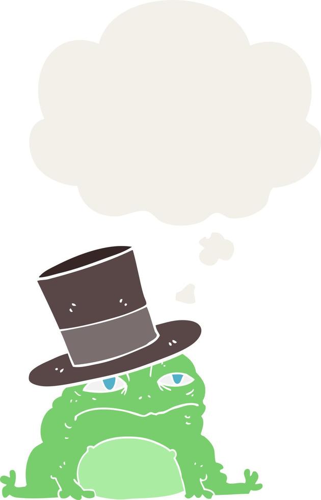 cartoon rich toad and thought bubble in retro style vector