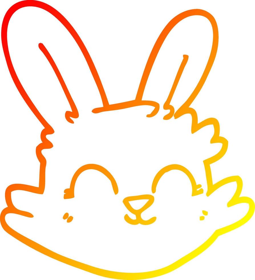 warm gradient line drawing cartoon happy rabbit vector