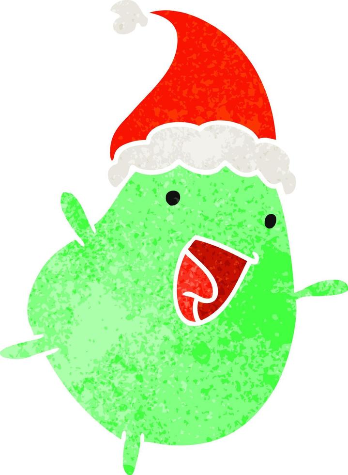 christmas retro cartoon of kawaii bean vector