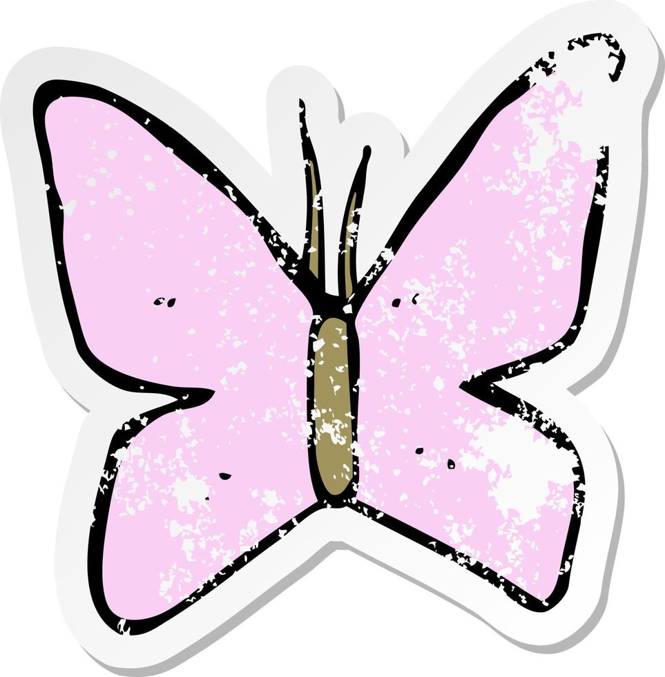 retro distressed sticker of a cartoon butterfly symbol vector