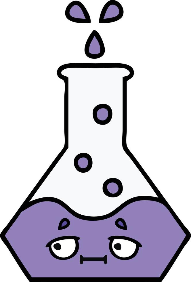 cute cartoon science beaker vector