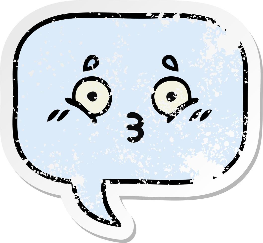 distressed sticker of a cute cartoon speech bubble vector