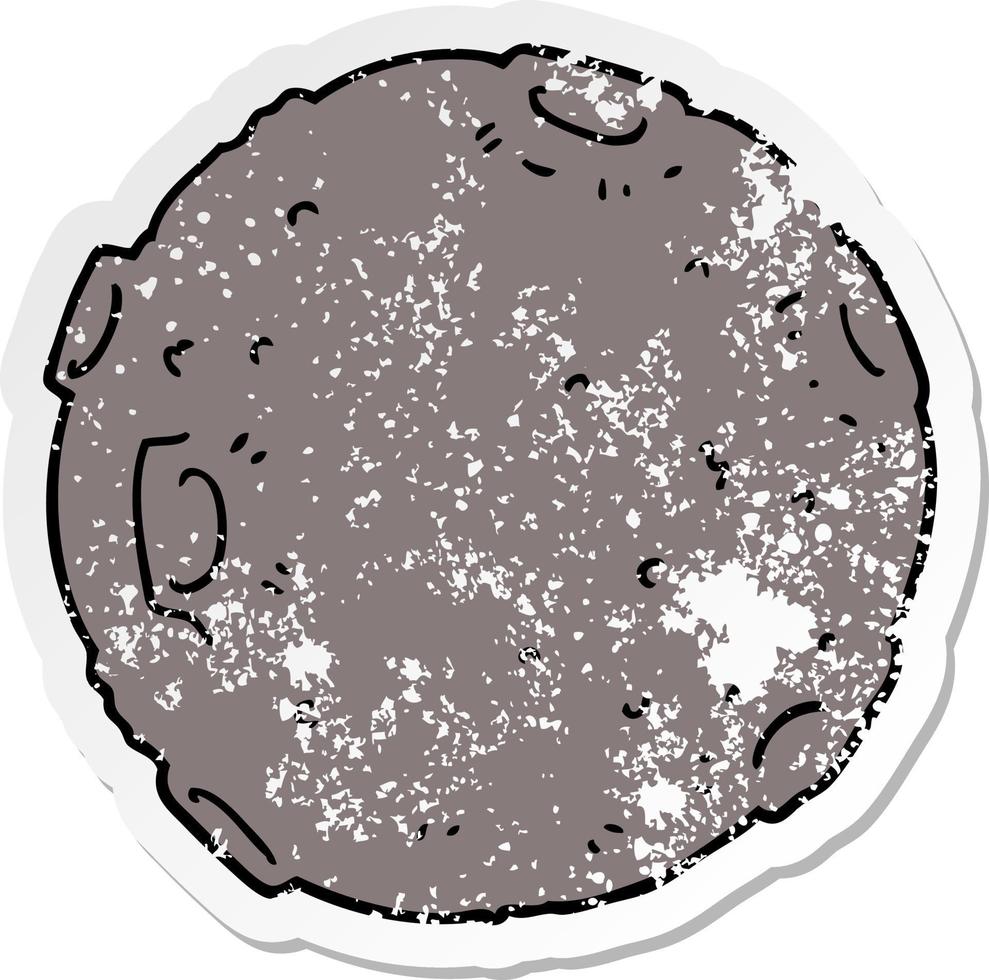 distressed sticker of a cartoon moon vector