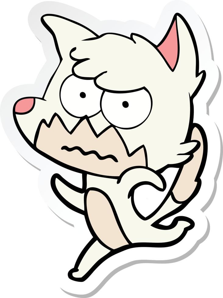 sticker of a cartoon annoyed fox vector
