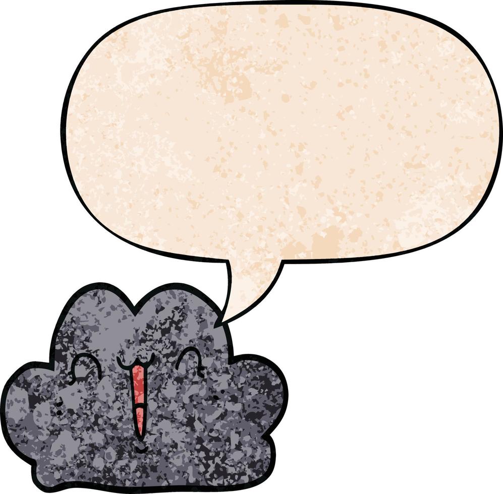 cute cartoon cloud and speech bubble in retro texture style vector