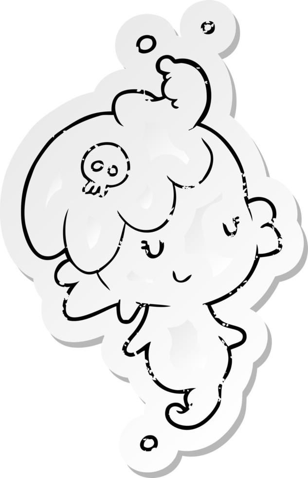 distressed sticker of a cartoon ghost vector