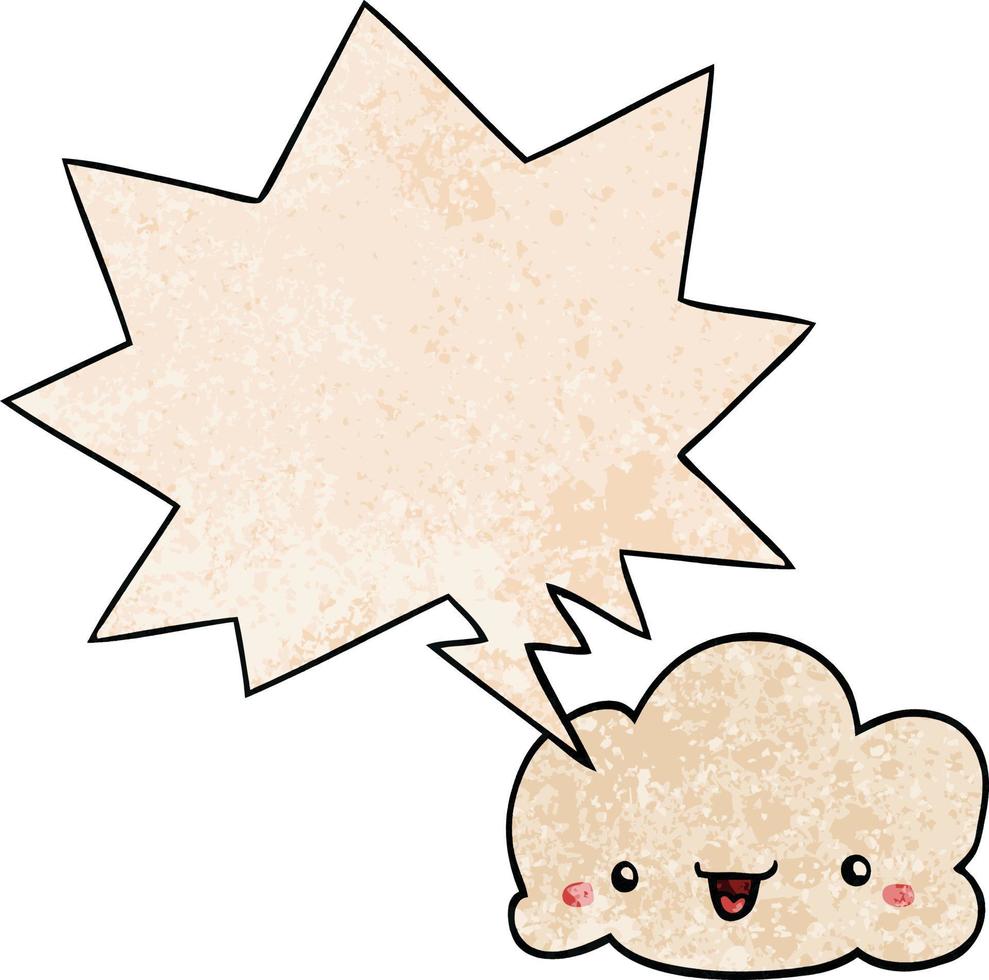 cartoon cloud and speech bubble in retro texture style vector
