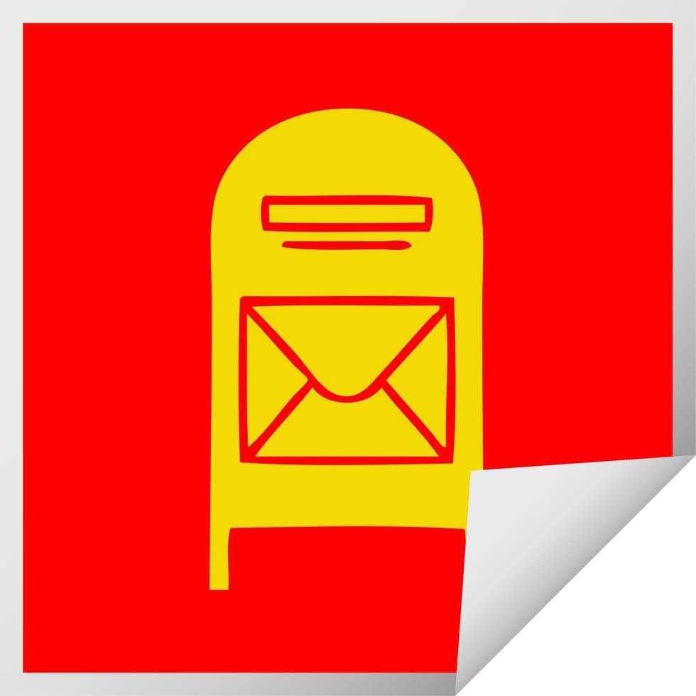 caja de correo de dibujos animados de pegatina de pelado cuadrado vector