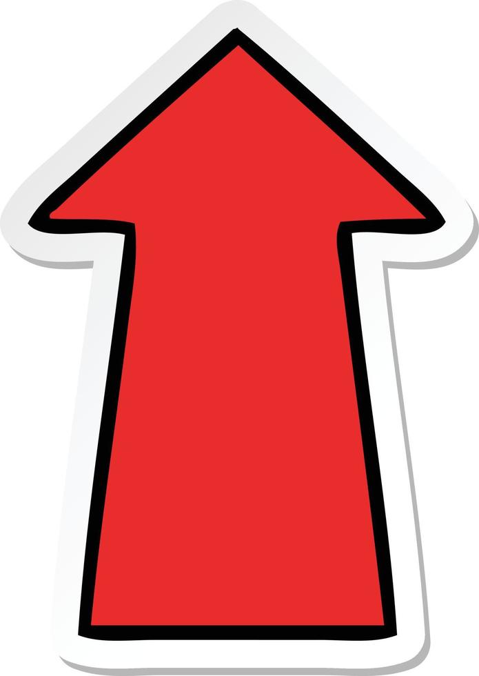 sticker of a quirky hand drawn cartoon arrow vector