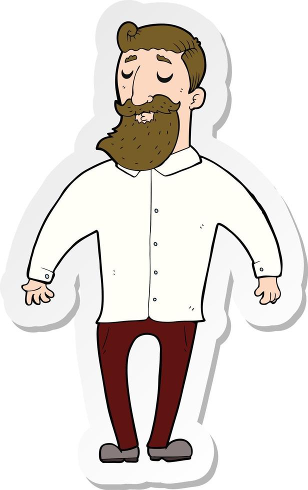 sticker of a cartoon bearded man vector