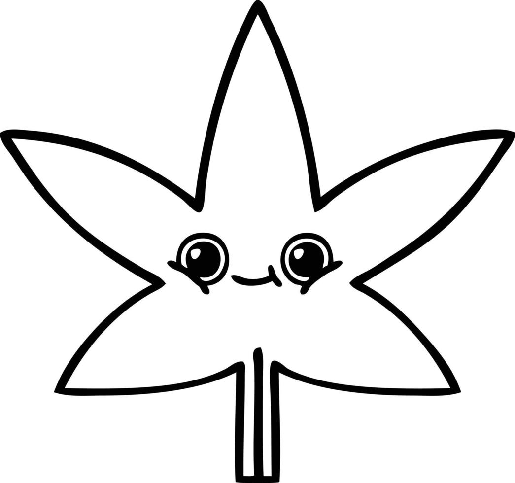 hoja de marihuana de dibujos animados de dibujo lineal vector