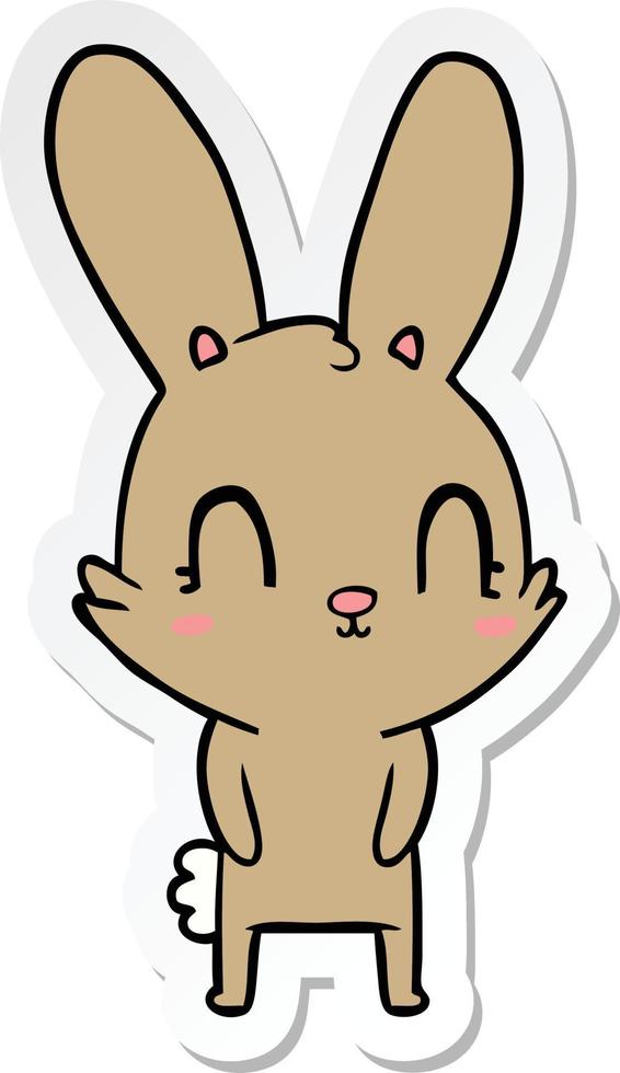 sticker of a cute cartoon rabbit vector