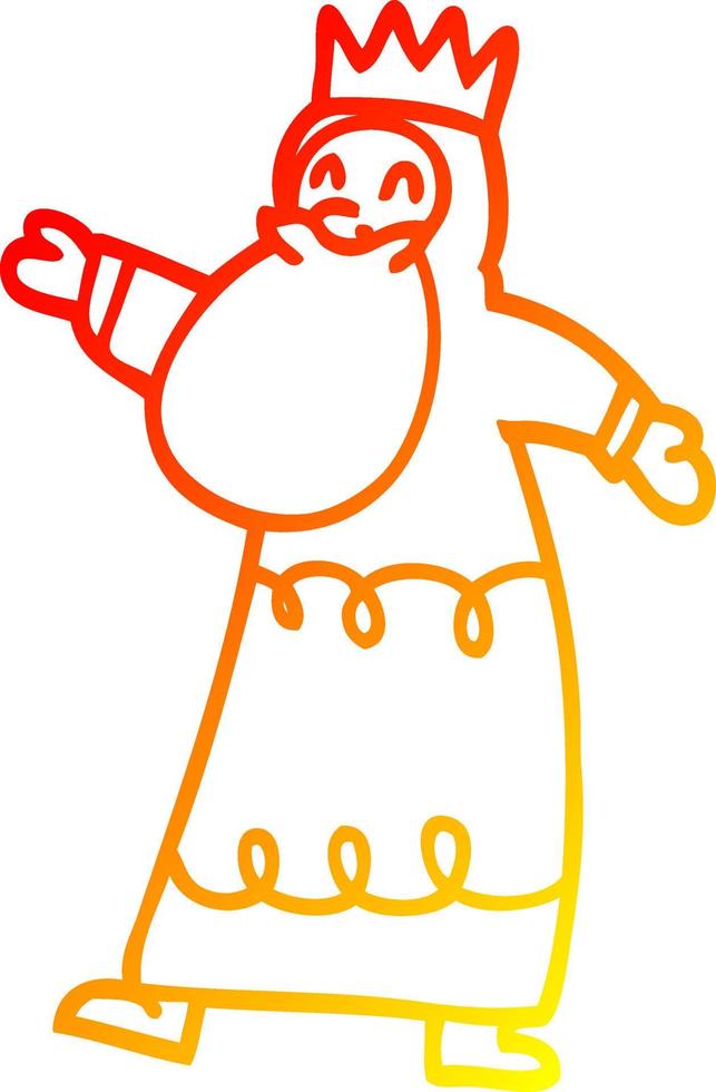 warm gradient line drawing cartoon wise king vector