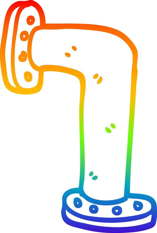 rainbow gradient line drawing cartoon water pipe vector