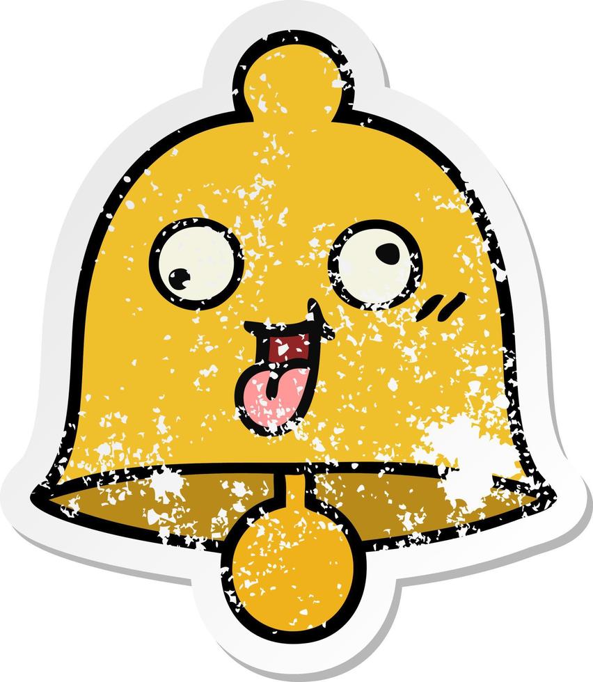 distressed sticker of a cute cartoon bell vector