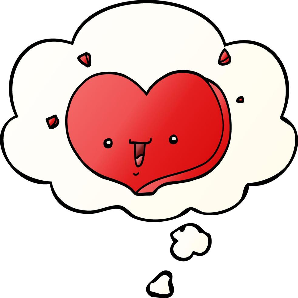 cartoon happy love heart and thought bubble in smooth gradient style vector