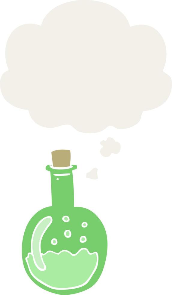 cartoon potion and thought bubble in retro style vector