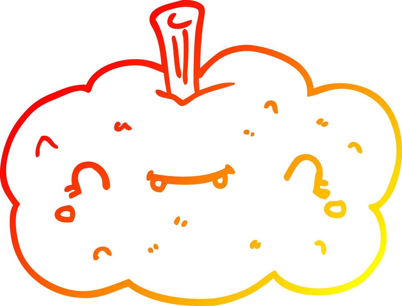 warm gradient line drawing cartoon pumpkin vector