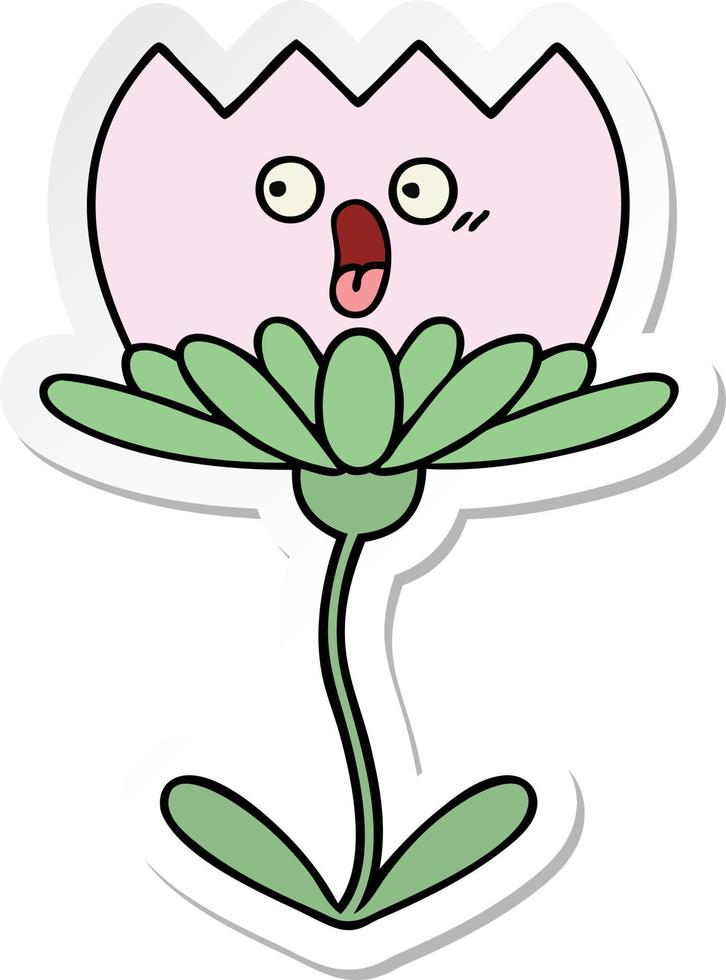 sticker of a cute cartoon flower vector