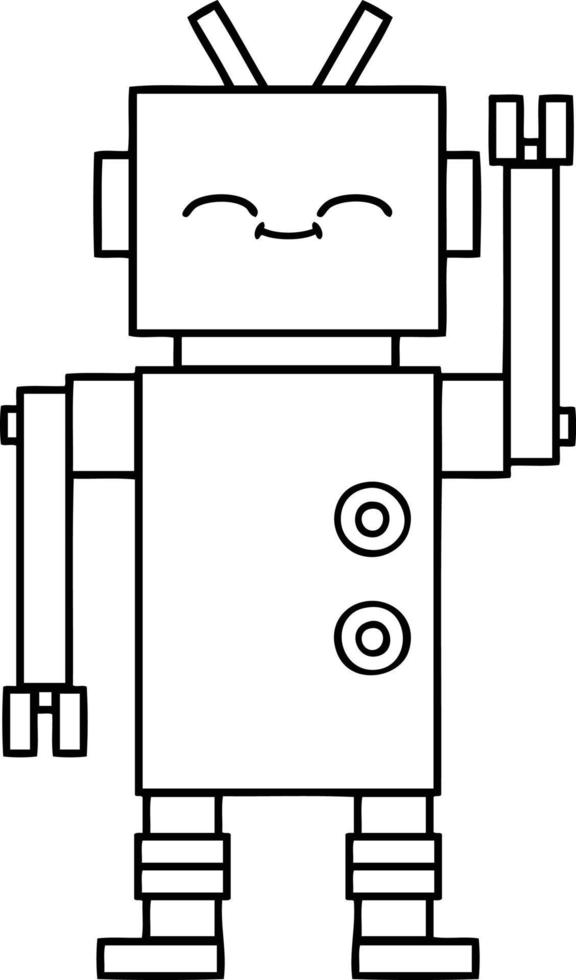 robot de dibujos animados de dibujo lineal vector