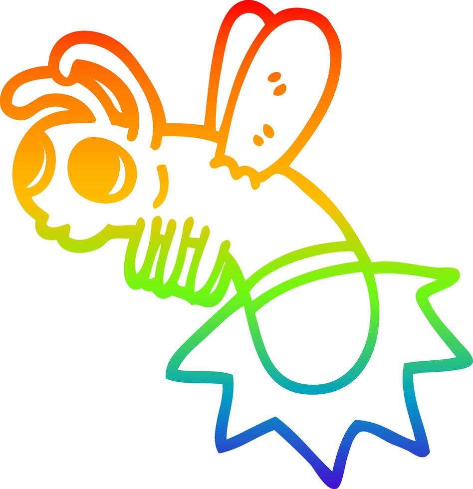 rainbow gradient line drawing cartoon lightning bug vector