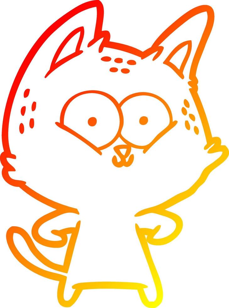 gato de dibujos animados de dibujo de línea de gradiente cálido vector