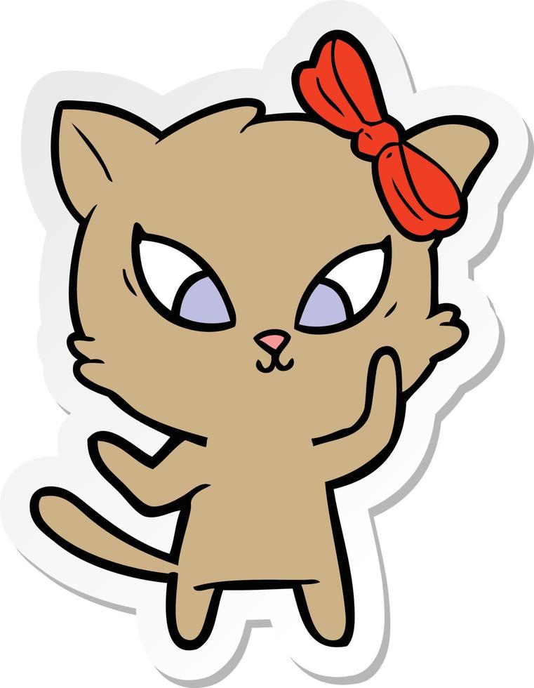sticker of a cartoon cat vector
